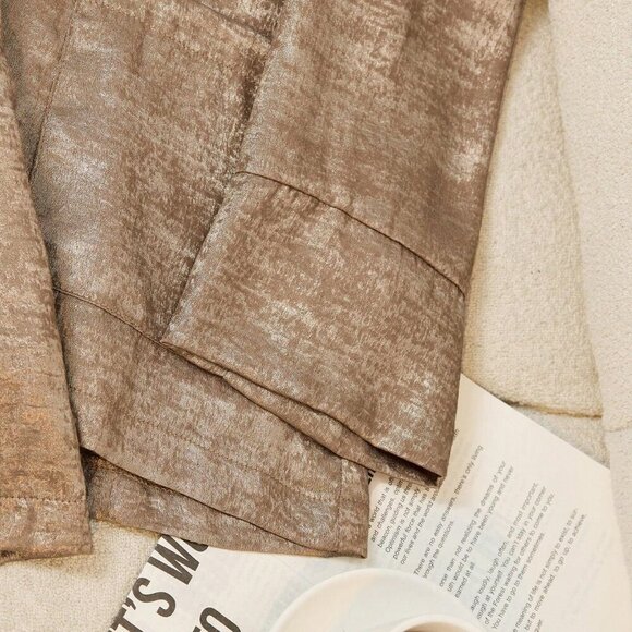 Gold Casual Women's Plain Color Blazer Jacket And Shorts Suit Set - Picture 3 of 5